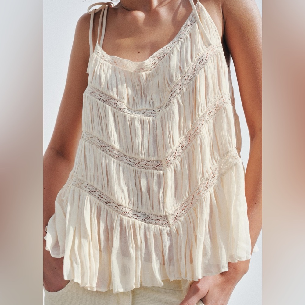 Zara Collection Lace Trim Top, L